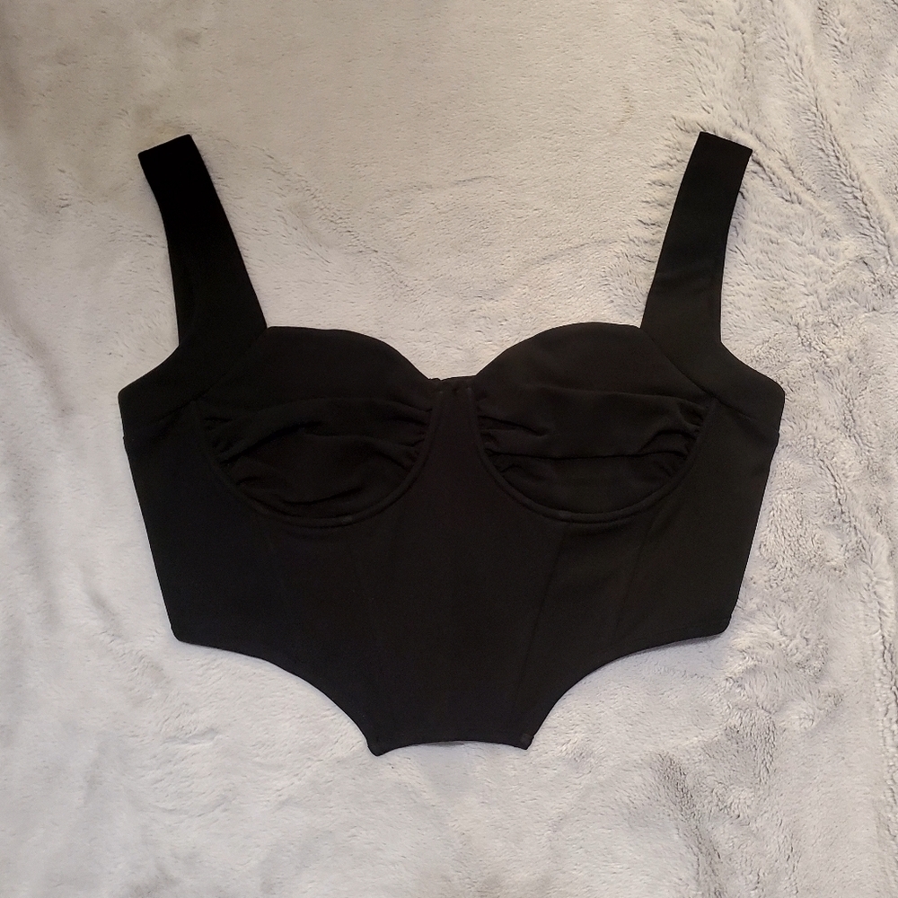 Miss You Forever Black Bustier Crop Top Size XL